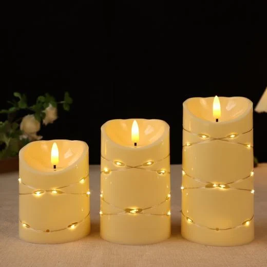 Slanted-Top Fairy-Light LED Pillar Candle — HJL-022A