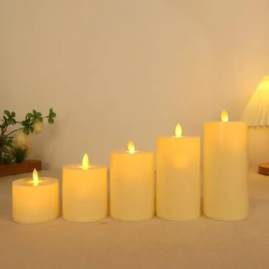 Flat-Top Moving-Flame LED Pillar Candle — HJL-035