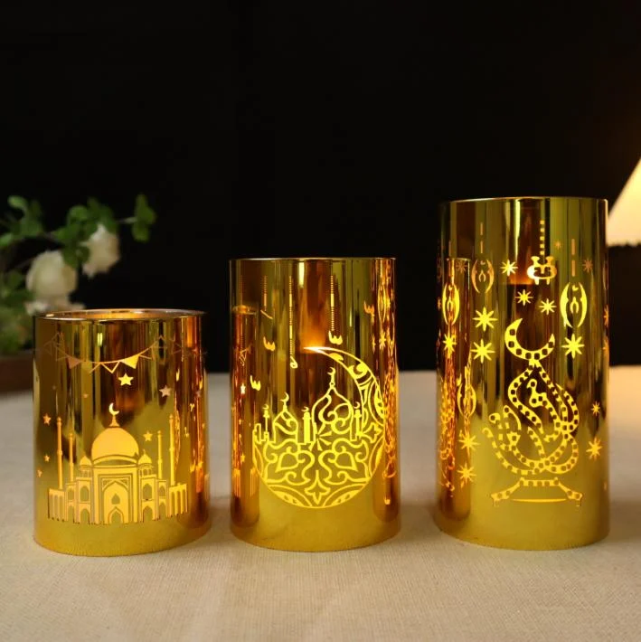Flat-Top Ramadan Engraved LED Cup Candle — CAT-R027