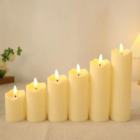 6-Piece Wave-Edge Moving-Flame LED Pillar Candle Set — SETHJL-004